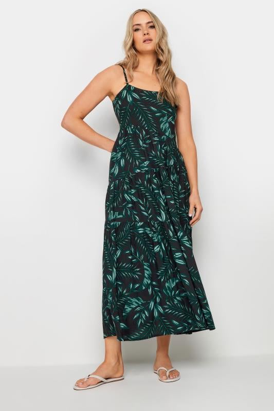 LTS Tall Dark Green Tropical Print Strappy Midaxi Dress | Long Tall Sally 2