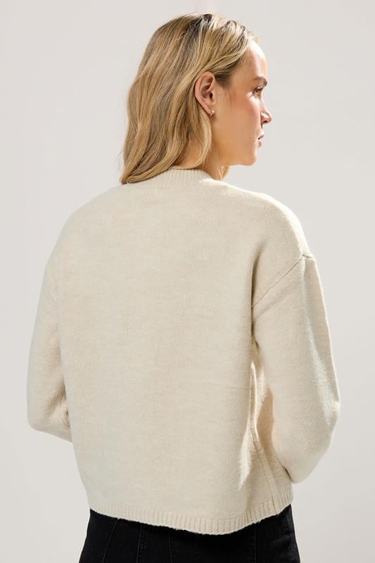 LTS Tall Cream Knitted Bow Front Cardigan | Long Tall Sally 3