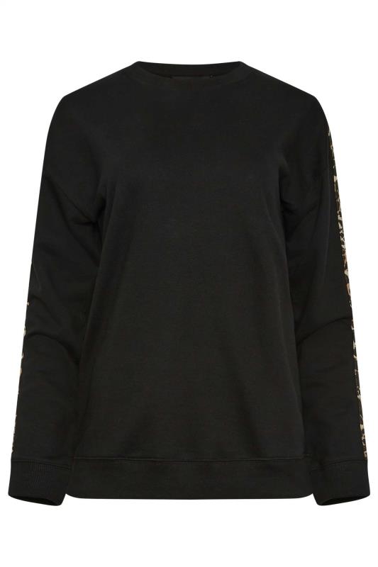LTS Tall Black Animal Print Stripe Sweatshirt | Long Tall Sally 5
