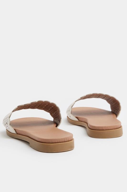 White Laser Cut Mule Sandals In Wide E Fit | Yours Clothing 4