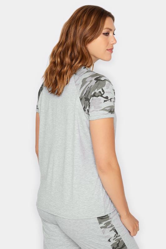 LTS Tall Women's Grey Camouflage Print Raglan T-Shirt | Long Tall Sally 4