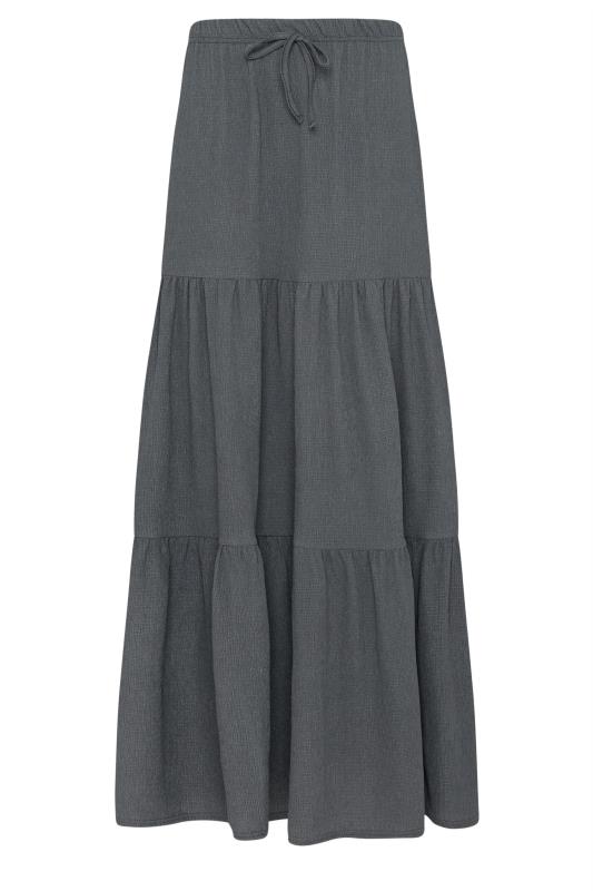 Tall  LTS Tall Grey Tiered Crinkle Maxi Skirt