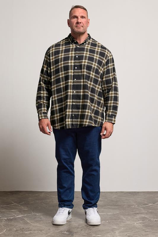 JACK & JONES Big & Tall Black Classic Flannel Checked Shirt | BadRhino 2