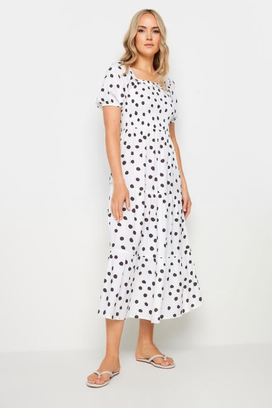 LTS Tall Women's White Polka Dot Midi Dress | Long Tall Sally  1