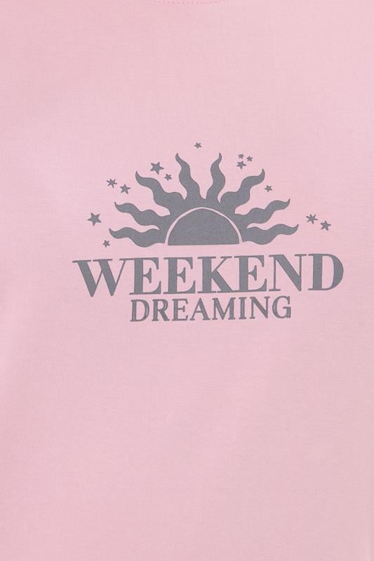 LTS Tall Women's Pink 'Weekend Dreaming' Slogan Pyjama Set | Long Tall Sally 5