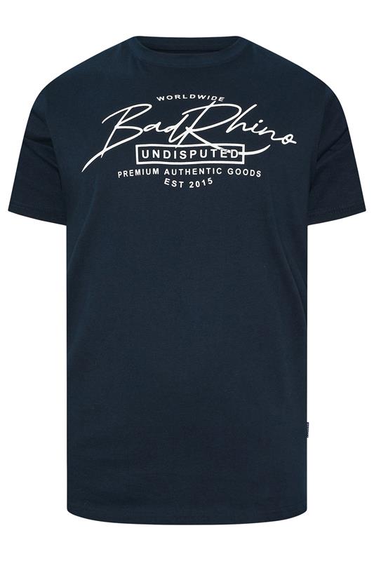 BadRhino Big & Tall Navy Blue Script Graphic Print T-Shirt | BadRhino 5