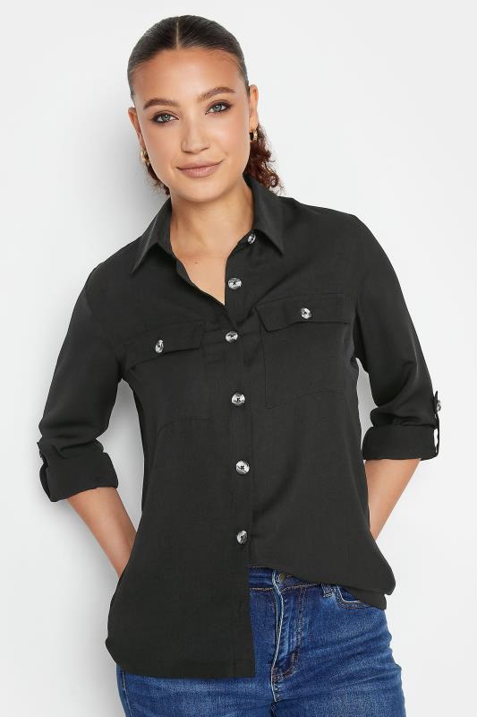 LTS Tall Black Long Sleeve Utility Shirt | Long Tall Sally 1