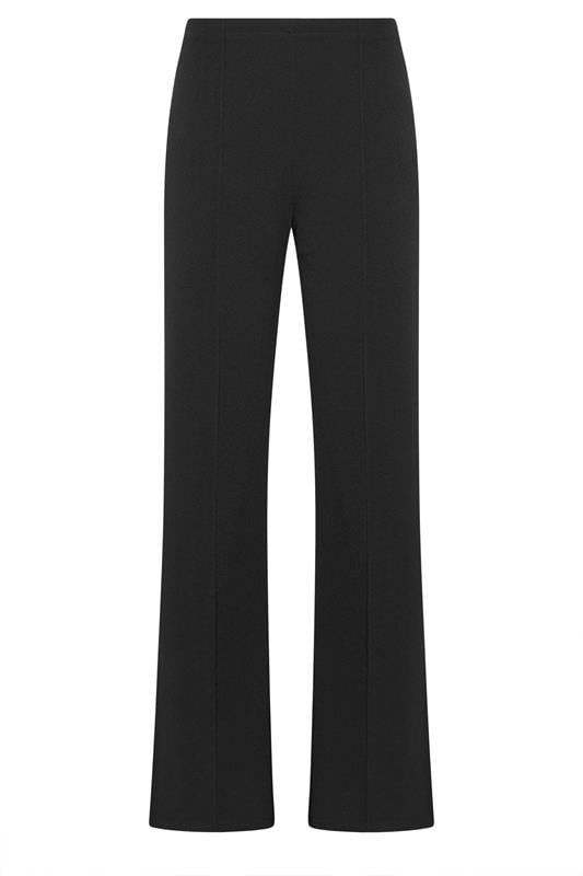 Tall  LTS Tall Black Textured Seam Front Wide Leg Trousers