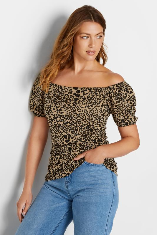 LTS Tall Brown Leopard Print Square Neck Top | Long Tall Sally 5