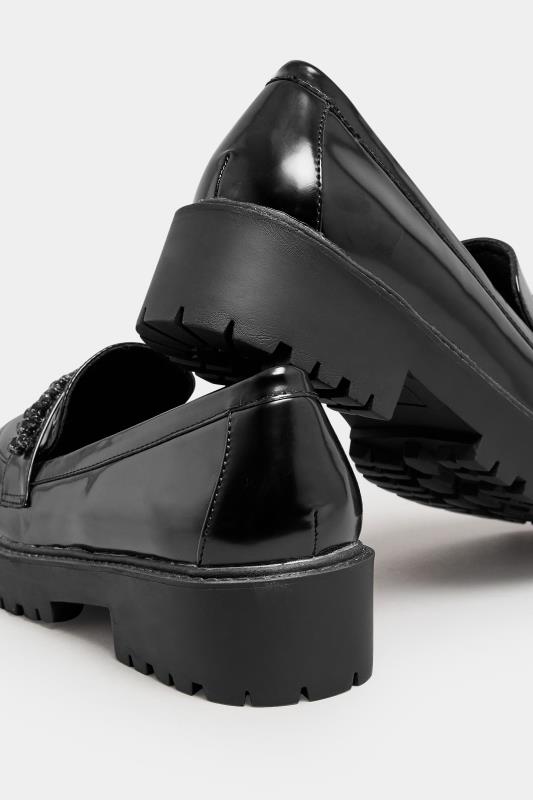 LIMITED COLLECTION Black Diamante Chunky Loafers In Extra Wide EEE Fit | Yours Clothing 4