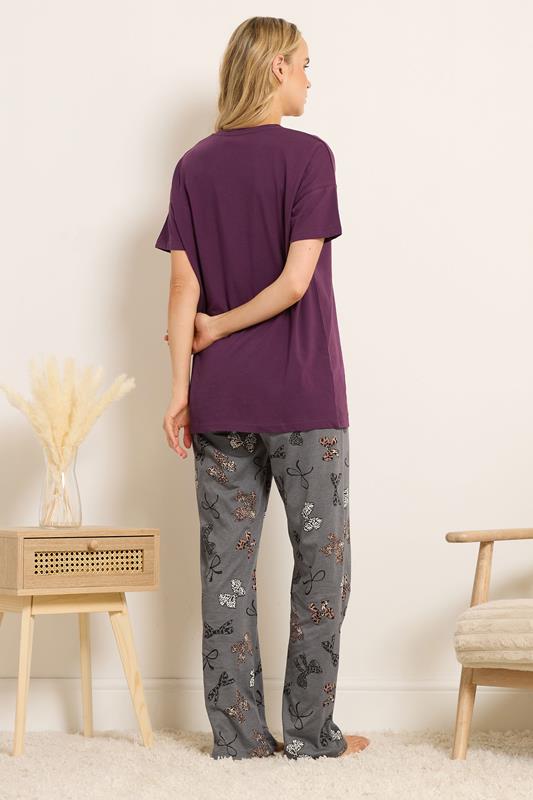 LTS Tall Burgundy Red Leopard 'Sunday Vibes' Slogan Pyjama Set | Long Tall Sally 3