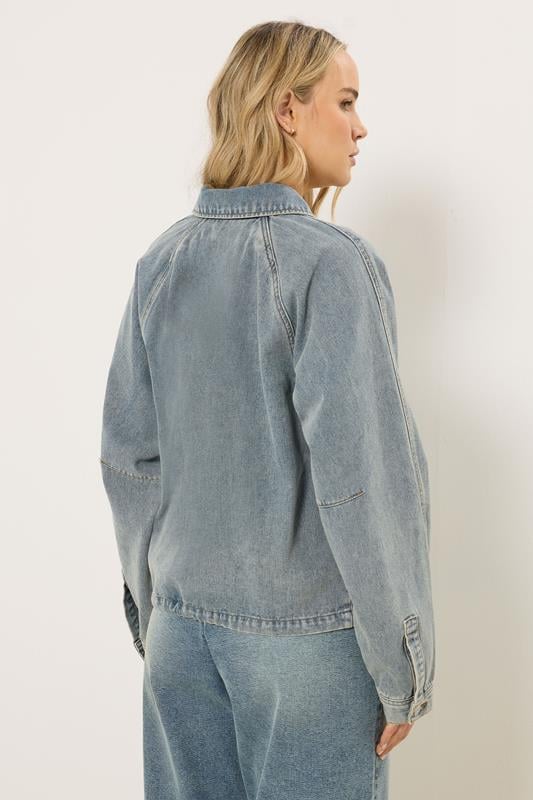 LTS Tall Women's Blue Washed Denim Bomber Jacket | Long Tall Sally 5