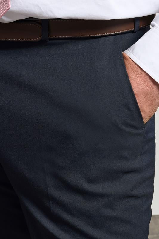 BadRhino Big & Tall Navy Blue Plain Suit Trousers | BadRhino 5