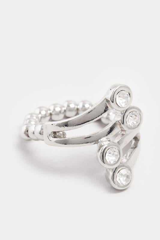 Silver Tone Diamante Stretch Ring | Yours Clothing 2