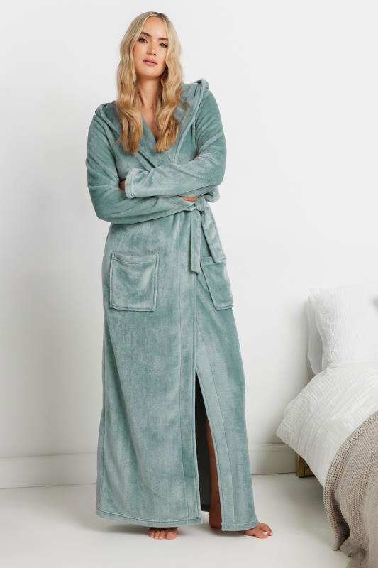 Tall  LTS Tall Mint Green Hooded Maxi Dressing Gown