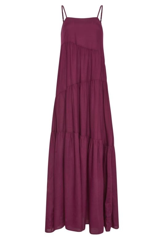 LTS Tall Dark Red Asymmetric Tiered Midaxi Dress | Long Tall Sally 1