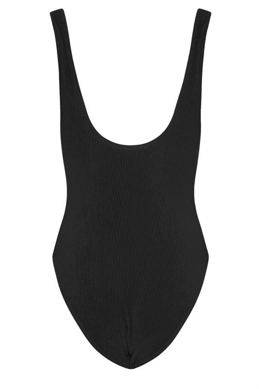 LTS Tall Black Scoop Neck Textured Swimsuit | Long Tall Sally  2
