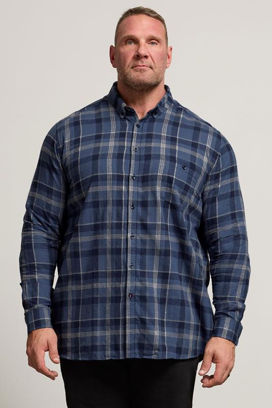 D555 Big & Tall Navy Blue Check Shirt