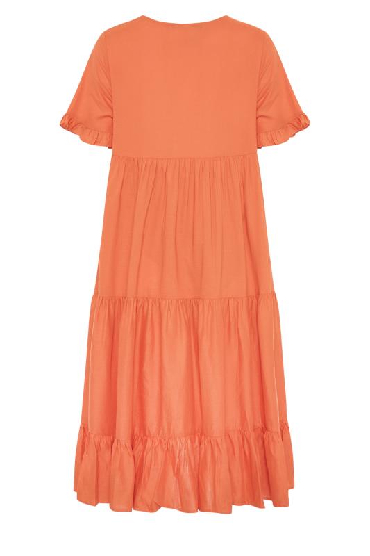 LTS Orange Maternity Tiered Linen Look Smock Dress | Long Tall Sally 7