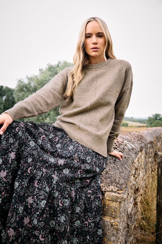Tall  LTS Tall Light Brown Seam Front Jumper