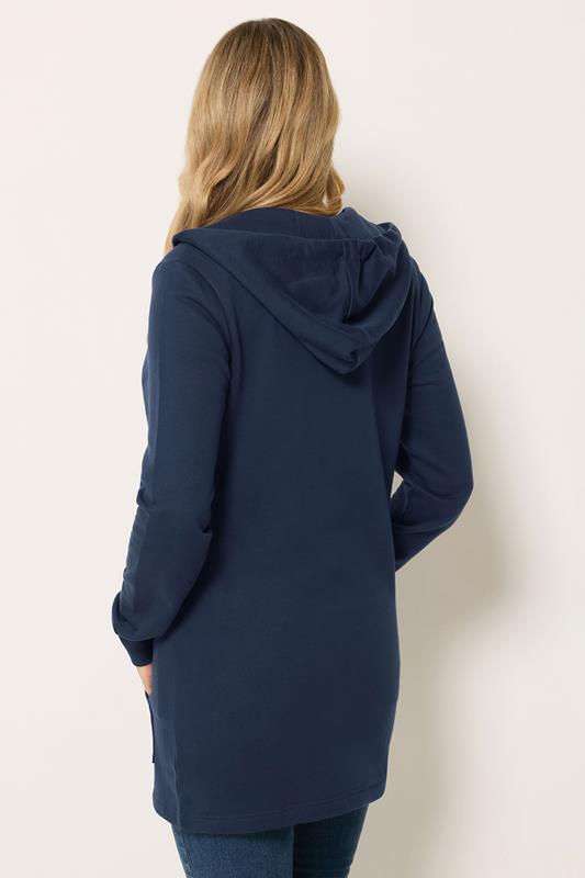 LTS Tall Women's Navy Blue Cotton Longline Zip Hoodie | Long Tall Sally 2