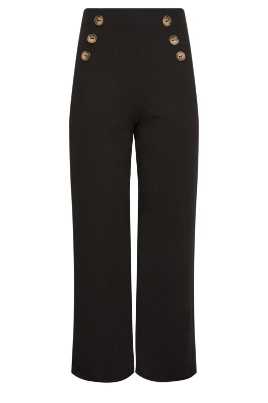 LTS Tall Black Button Cropped Trousers | Long Tall Sally 4