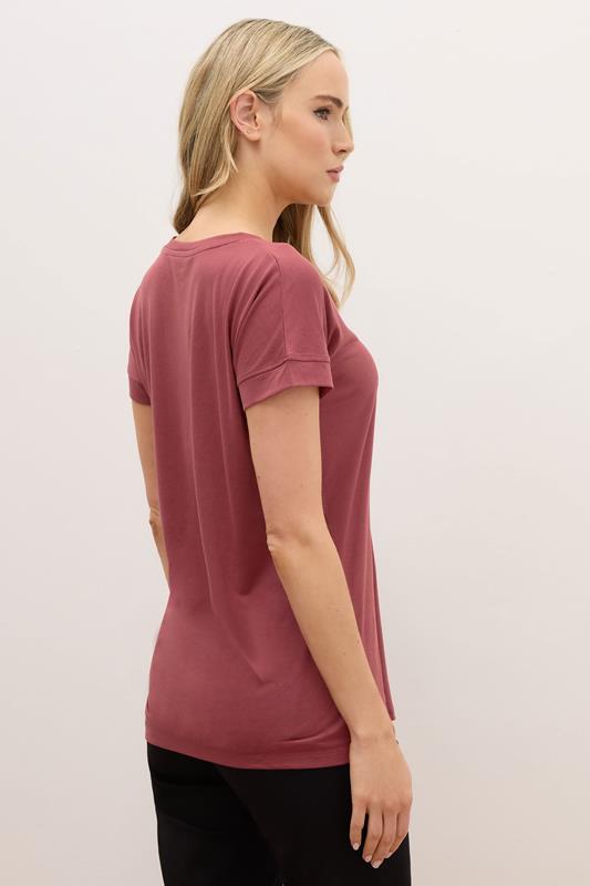 LTS PREMIUM Tall Coral Pink V-Neck Modal T-Shirts | Long Tall Sally 3