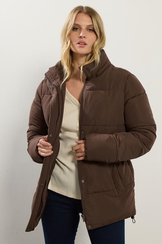 LTS Tall Chocolate Brown Padded Coat | Long Tall Sally 1