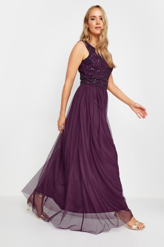 Tall  LTS Tall Purple Sequin Hand Embellished Maxi Dress