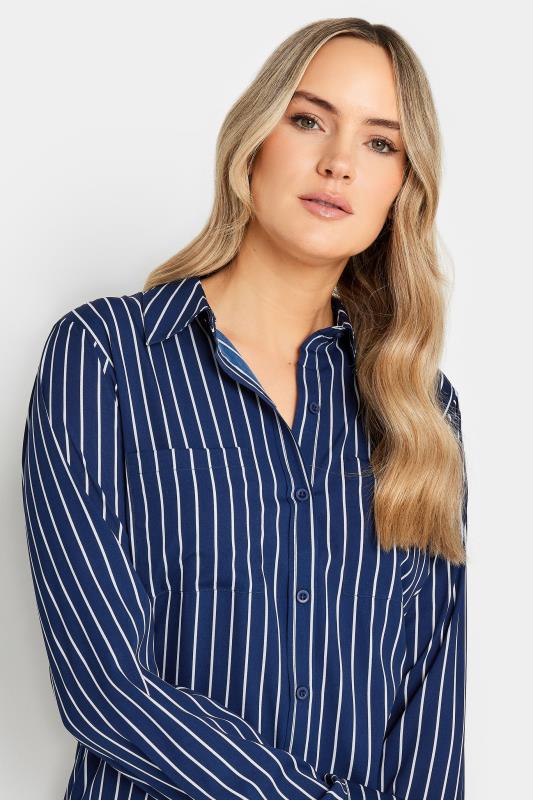LTS Tall Womens Navy Blue Stripe Longline Shirt | Long Tall Sally  4