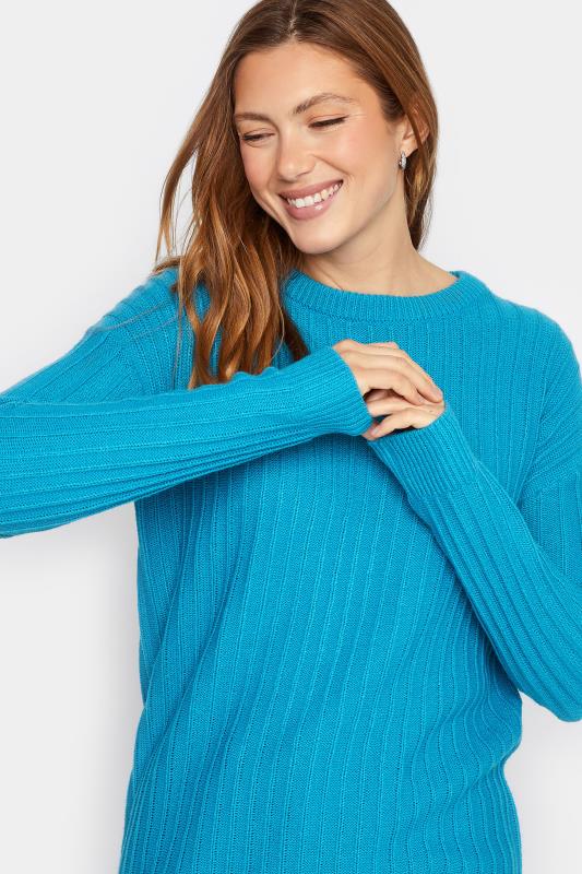 LTS Tall Women's Turquoise Blue Ribbed Long Sleeve Knit Jumper | Long Tall Sally 4