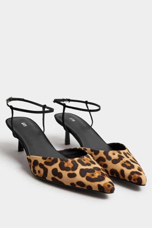 LTS Brown Leopard Print Ankle Strap Kitten Heels In Standard Fit | Long Tall Sally 2