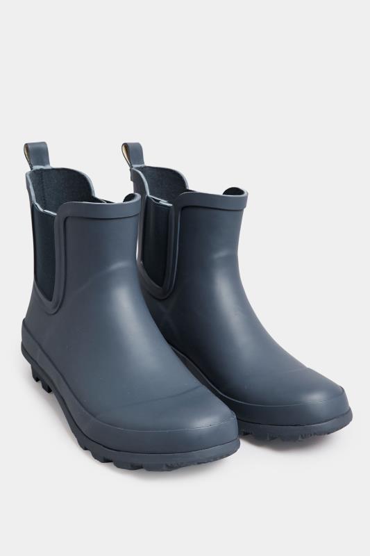 Navy Blue Chelsea Wellies In Wide E Fit | Yours Clothing 2