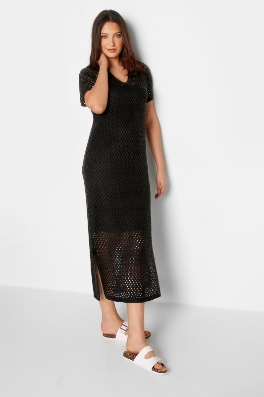 Tall  LTS Tall Black Crochet Midaxi Dress