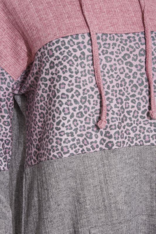 LTS Tall Women's Grey Animal Print Colour Block Hoodie | Long Tall Sally 5