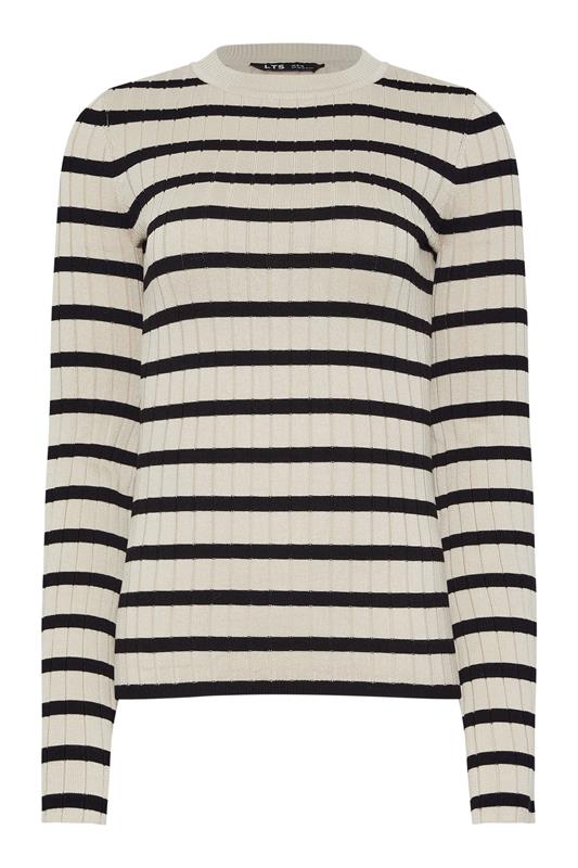 LTS Tall Natural Brown Striped Ribbed Jumper | Long Tall Sally 6