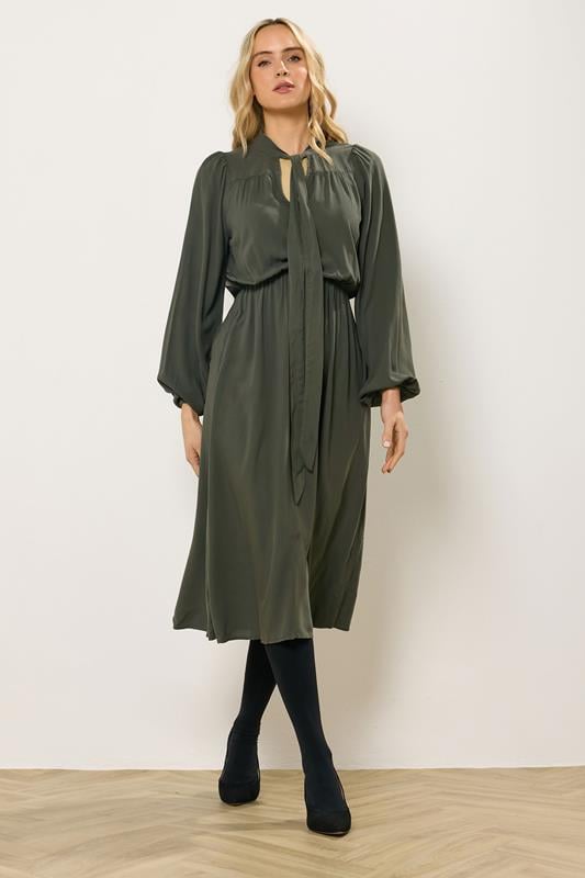 LTS Tall Green Acid Wash Tie Neck Midaxi Dress | Long Tall Sally 2