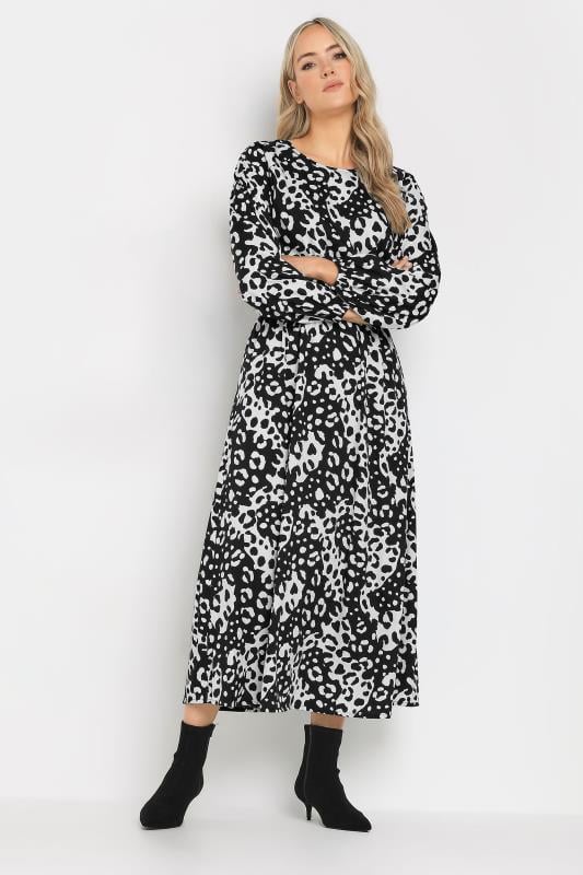 LTS Tall Black Monochrome Animal Print Tea Dress | Long Tall Sally 2