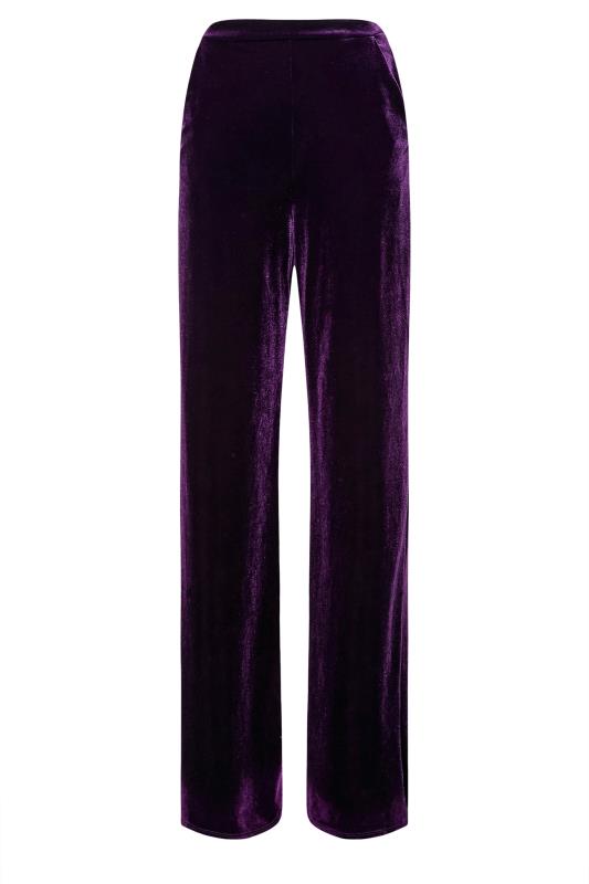 LTS Tall Women's Purple Velvet Wide Leg Stretch Trousers | Long Tall Sally 5
