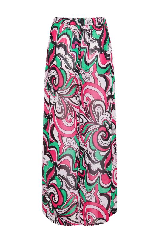 LTS Tall Women's Pink Retro Swirl Animal Print Wide Leg Beach Trousers | Long Tall Sally  5