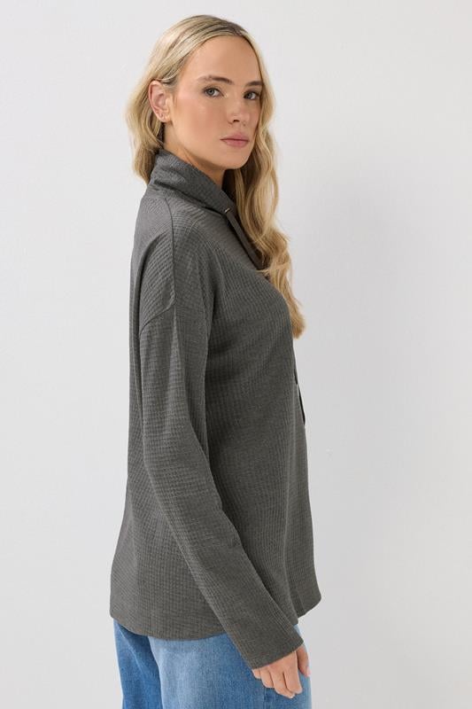 LTS Tall Charcoal Grey Waffle Lounge Top | Long Tall Sally 3