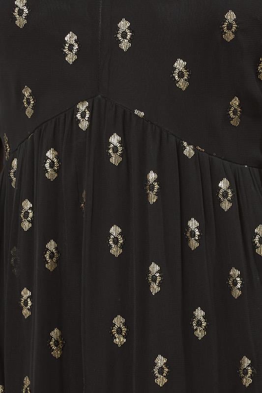 LTS Tall Black Sequin Spot Smock Maxi Dress | Long Tall Sally 4