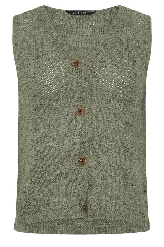 LTS Tall Women's Sage Green Button Knitted Vest Top | Long Tall Sally 6