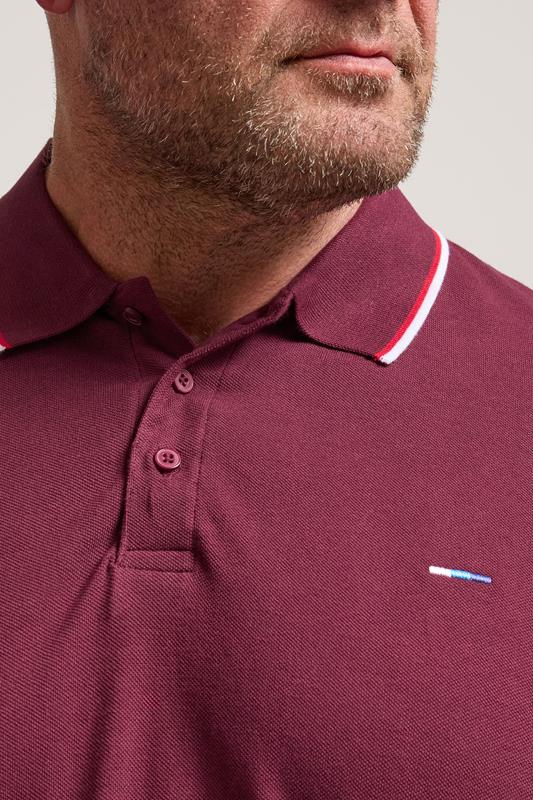 BadRhino Big & Tall Dark Red Essential Tipped Polo Shirt | BadRhino 4