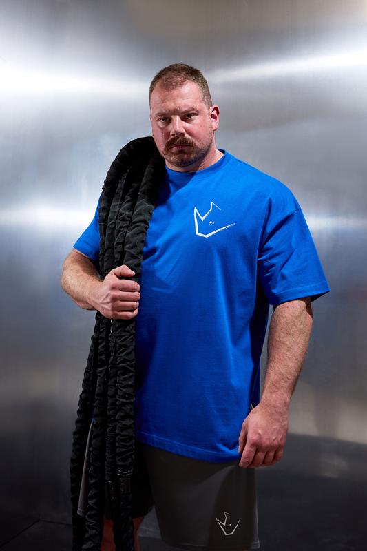 IronRhino Big & Tall Cobalt Blue Old English Logo T-Shirt | BadRhino 1