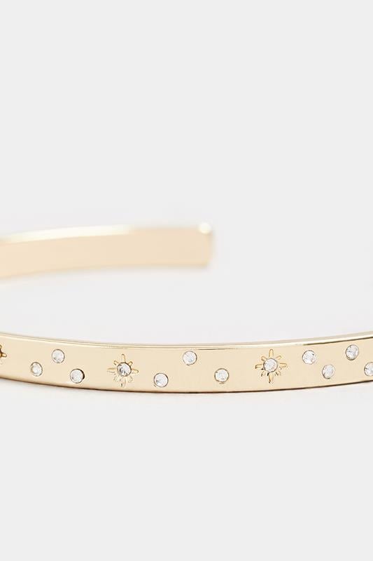 Gold Tone Star Diamante Cuff Bracelet | Yours Clothing 2