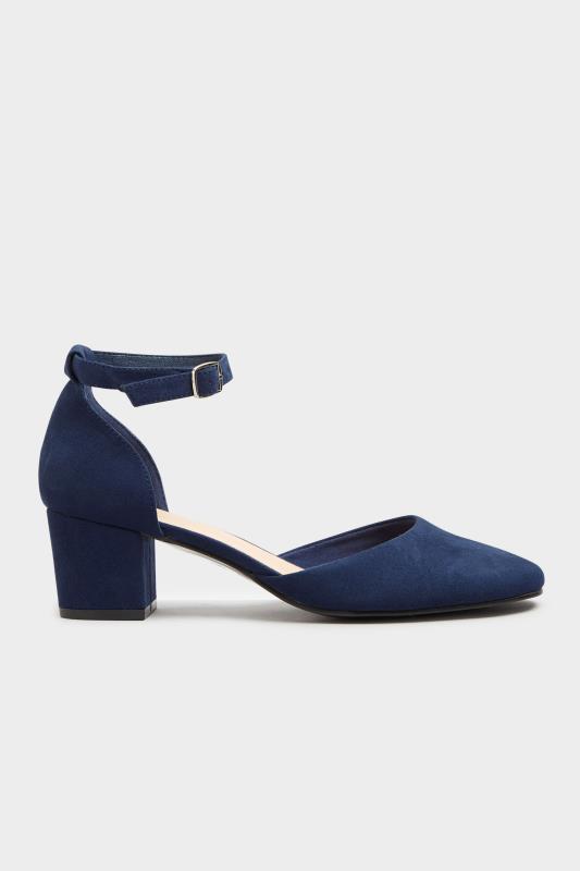 LTS Navy Blue Block Heel Court Shoes In Standard Fit | Long Tall Sally 3