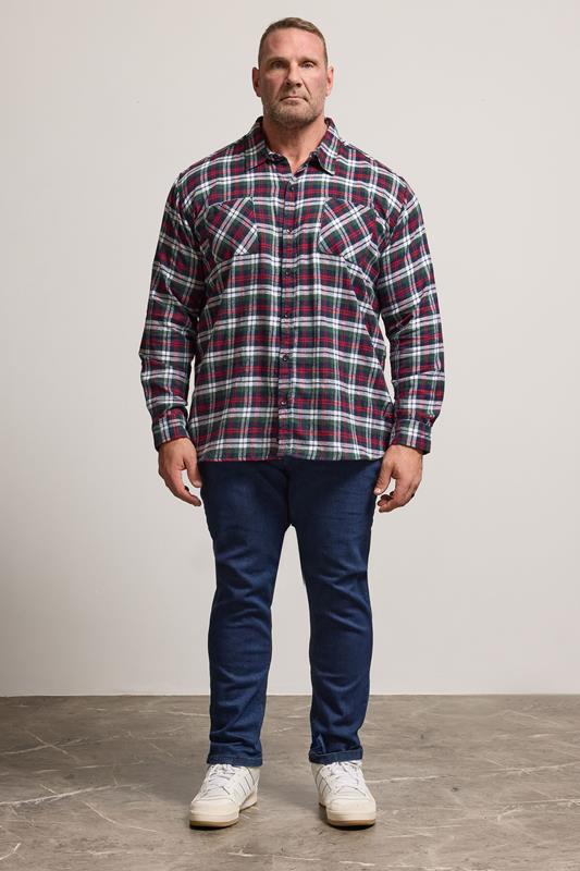 BadRhino Big & Tall Red Check Print Long Sleeve Flannel Shirt | BadRhino 2