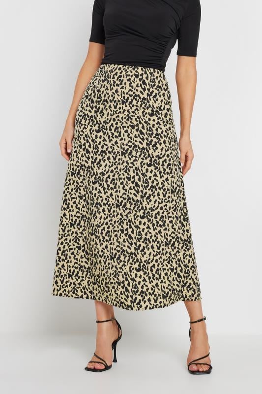 LTS Tall Natural Brown Black Leopard Print Midaxi Skirt Long Tall Sally