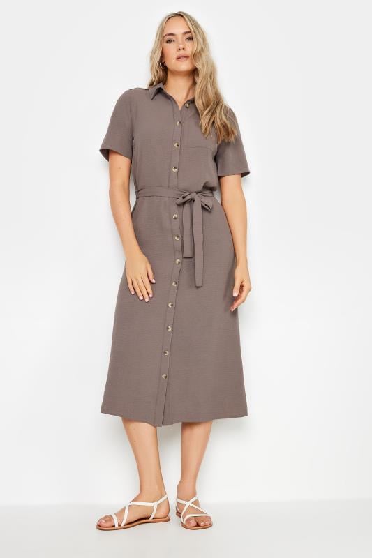 LTS Tall Women's Brown Button Through Midi Dress | Long Tall Sally 1